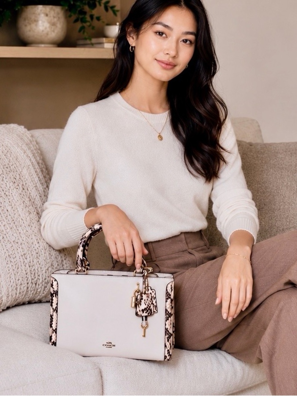 Coach Snake Embossed Leather Carryall
